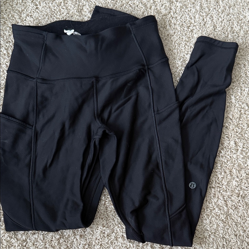 Black High-Waisted Leggings Lululemon fleece leggings size 6